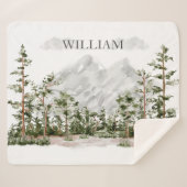 水モノグラムの色の山と森 シェルパブランケット (正面(横))