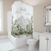 水モノグラムの色の山と森 シャワーカーテン (インサイチュ)