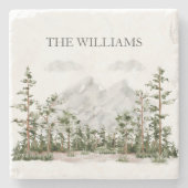 水モノグラムの色の山と森 ストーンコースター (正面)