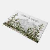 水モノグラムの色の山と森 ドアマット (アングル)