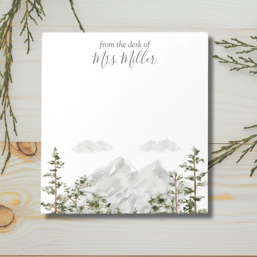 水モノグラムの色の山と森 ノートパッド