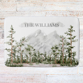 水モノグラムの色の山と森 バスマット