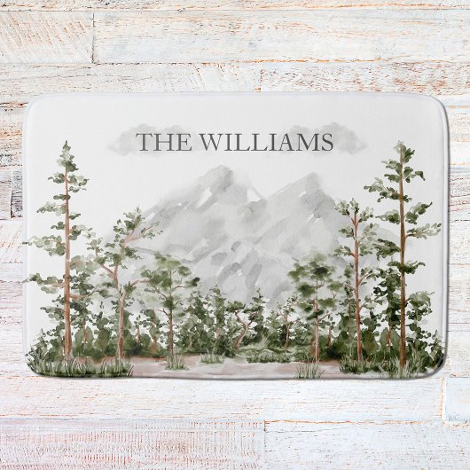 水モノグラムの色の山と森 バスマット