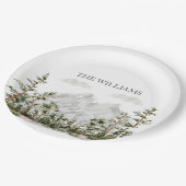 水モノグラムの色の山と森 ペーパープレート (アングル)