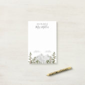 水モノグラムの色の山と森 ポストイット (デスク上)