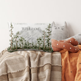 水モノグラムの色の山と森 ランバークッション