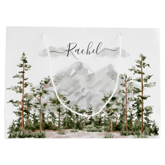 水モノグラムの色の山と森 ラージペーパーバッグ (裏面)