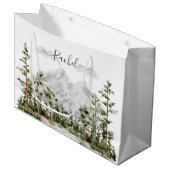 水モノグラムの色の山と森 ラージペーパーバッグ (正面アングル)