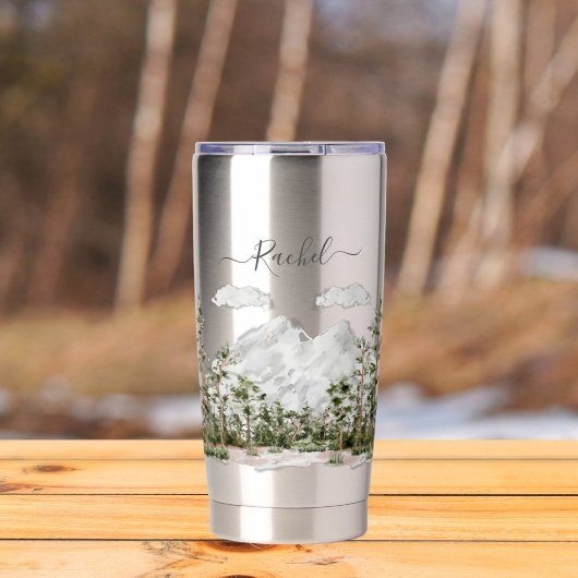 水モノグラムの色の山と森 保温保冷タンブラー