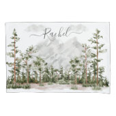 水モノグラムの色の山と森 枕カバー (正面)