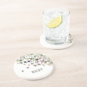 水モノグラムの色の紫の野花 コースター (側面)