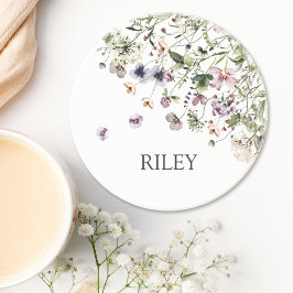 水モノグラムの色の紫の野花 コースター