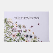 水モノグラムの色の紫の野花 ドアマット (正面)