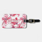 水モノグラムの色の花 ラゲッジタグ (正面横)