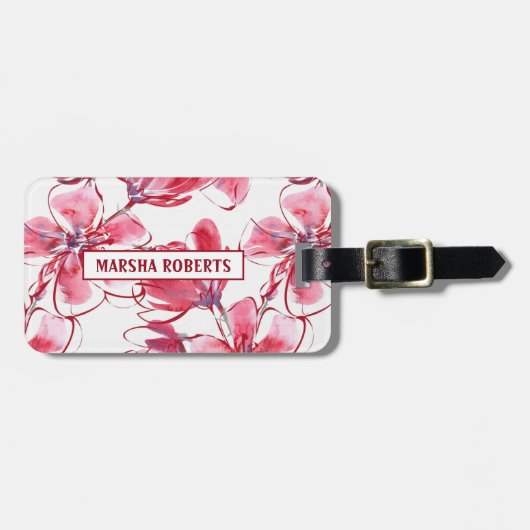 水モノグラムの色の花 ラゲッジタグ (正面横)