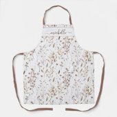 水モノグラムの色の茶色の野離れ花 エプロン (正面)