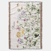 水モノグラムの色カラフル野花園 スローブランケット (正面縦)