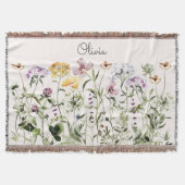 水モノグラムの色カラフル野花園 スローブランケット (正面)