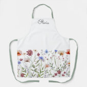 水モノグラムの色カラフル野草野 エプロン (正面)