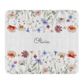 水モノグラムの色カラフル野草野 カッティングボード (正面)