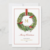 水モノグラムの色クリスマスリース シーズンカード (正面)