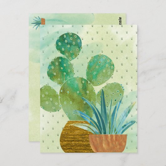 水モノグラムの色サボテン毎日 ポストカード (正面/裏面)