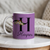 水モノグラムの色ラベンダーマグ コーヒーマグカップ