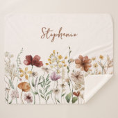 水モノグラムの色ワイルドフラワーかわいらしフローラ シェルパブランケット (正面(横))