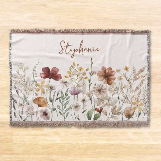 水モノグラムの色ワイルドフラワーかわいらしフローラ スローブランケット