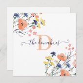 水モノグラムの色ワイルドフラワースクエアカード シーズンカード (正面/裏面)