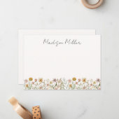 水モノグラムの色ワイルドフラワー牧草地フローラ ノートカード (正面/裏面インサイチュ)