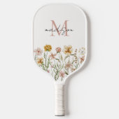 水モノグラムの色ワイルドフラワー牧草地フローラ ピックルボールラケット (正面)