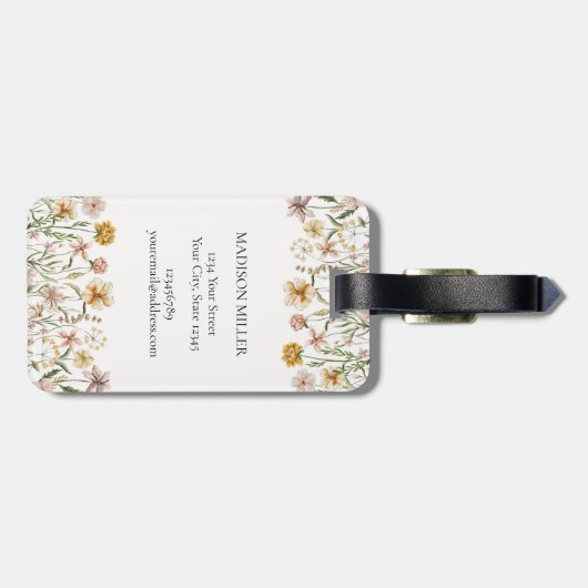 水モノグラムの色ワイルドフラワー牧草地フローラ ラゲッジタグ (裏面横)