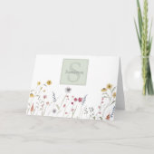 水モノグラムの色ワイルドフラワー サンキューカード (正面)