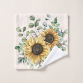 水モノグラムの色ヴィンテージひまわり バスタオルセット (ウォッシュタオル)