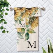 水モノグラムの色ヴィンテージひまわり バスタオルセット