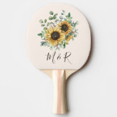 水モノグラムの色ヴィンテージひまわり 卓球ラケット (正面)