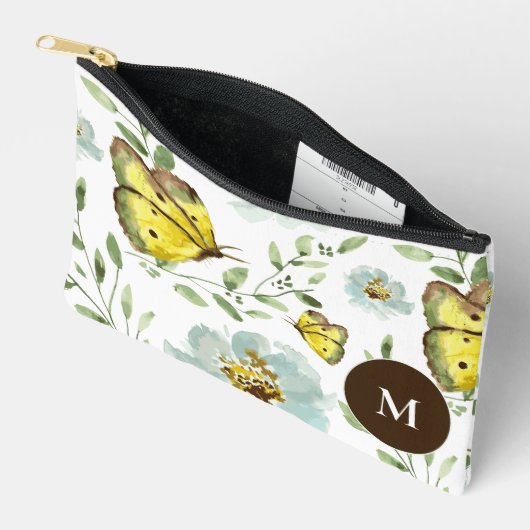 水モノグラムの色黄蝶フローラ アクセサリーポーチ (見開き)
