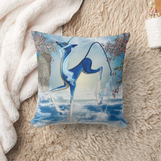 水ユニコーンのKirinのファンタジーの芸術の装飾用クッション クッション (ブランケット)