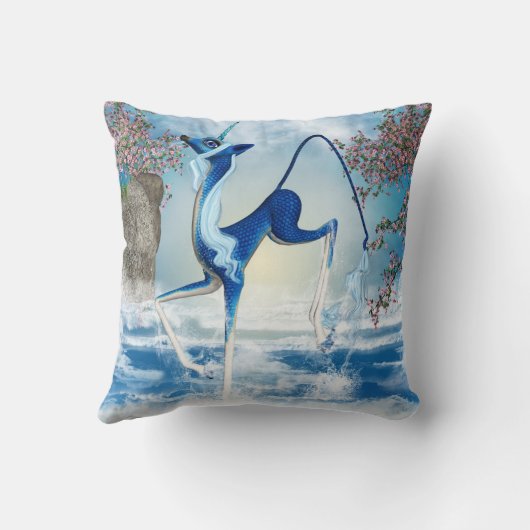 水ユニコーンのKirinのファンタジーの芸術の装飾用クッション クッション (裏面)