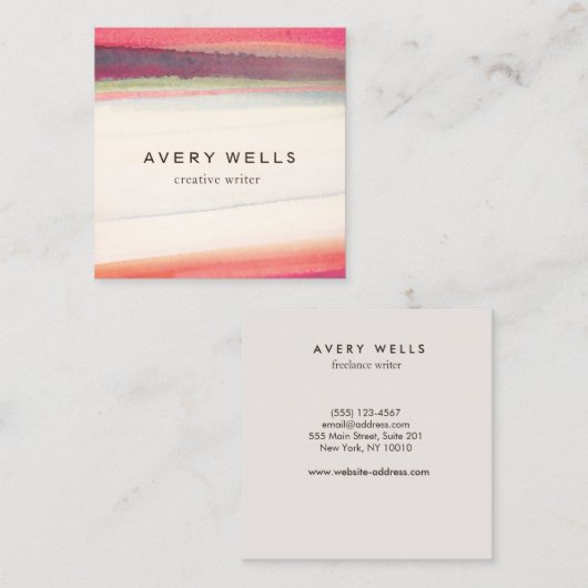 水ユニークカラフル色抽象芸術アート スクエア名刺 (正面/裏面)