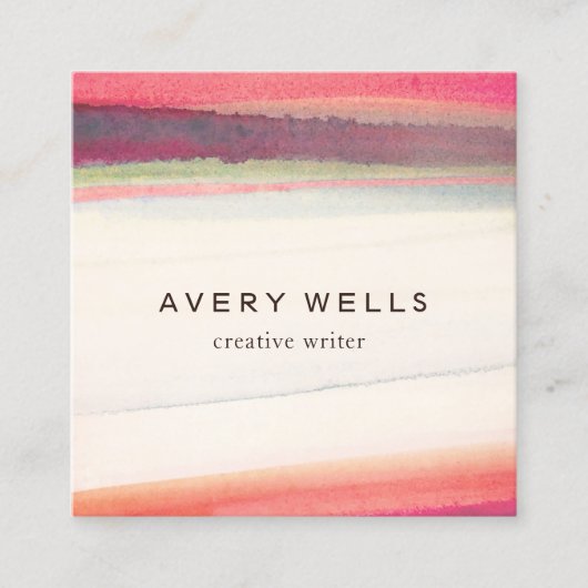 水ユニークカラフル色抽象芸術アート スクエア名刺 (正面)