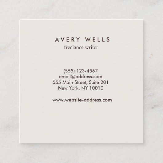 水ユニークカラフル色抽象芸術アート スクエア名刺 (裏面)