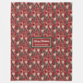 水ユニーク色クリスマスくるみ割り深い赤 フリースブランケット (正面)