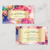 水ユニーク色スパークリー金箔美しいサロン 名刺 (正面/裏面)