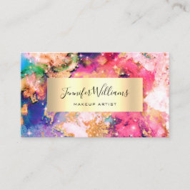 水ユニーク色スパークリー金箔美しいサロン 名刺