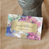 水ユニーク色スパークリー金箔美しいサロン 名刺