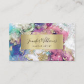 水ユニーク色スパークリー金箔美しいサロン 名刺 (正面)