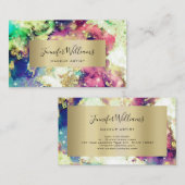 水ユニーク色スパークリー金箔美しいサロンB 名刺 (正面/裏面)