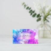 水ユニーク色スパークリー金箔美しい紫 名刺 (スタンド正面)